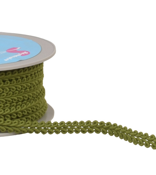 11mm khaki green herringbone braid trim by the meter