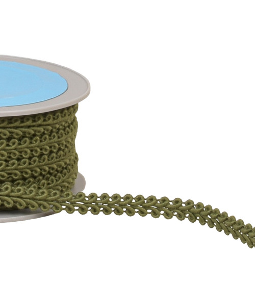 11mm khaki green herringbone braid trim by the meter