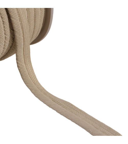 Bobina de 20 m de cordón para ribete 6 mm beige/dorado