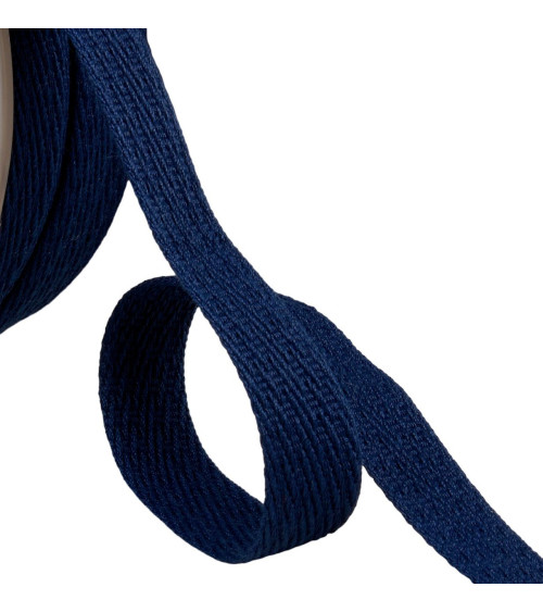 Bobina da 25 m di treccia tratteggiata obliqua da 15 mm blu navy