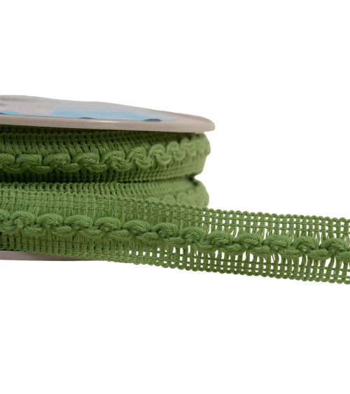 15m reel of 18mm light khaki green wave braid