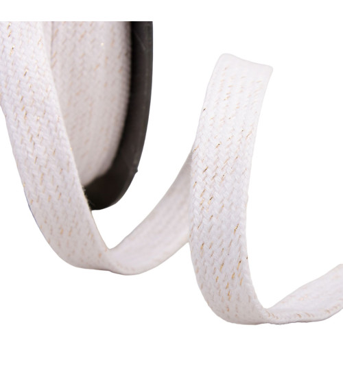 15mm white metallic flat tubular braid per meter