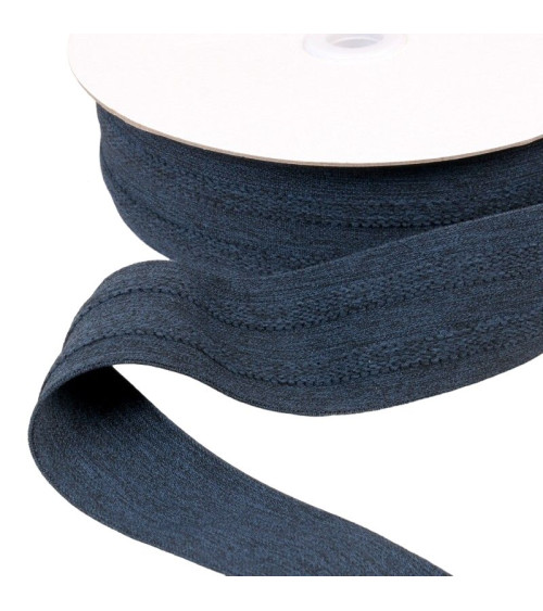 Elastic 2 bands in relief 45mm navy blue by the meter