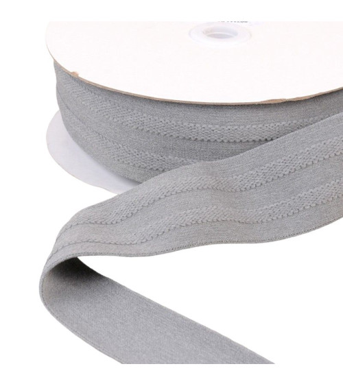 Elastic 2 bands in relief 45mm medium gray per meter