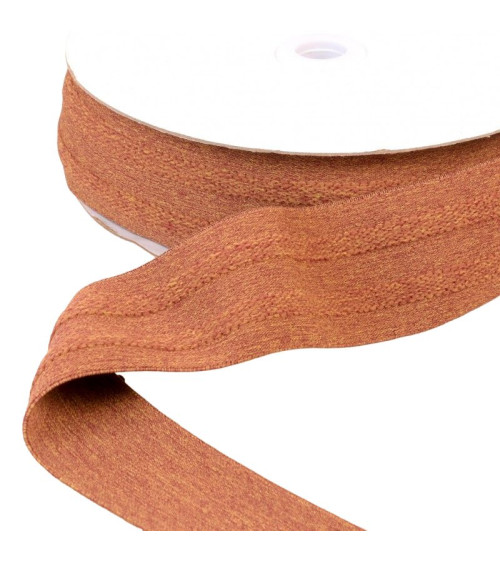 2-strip elastic in relief 45mm chocolate brown per meter