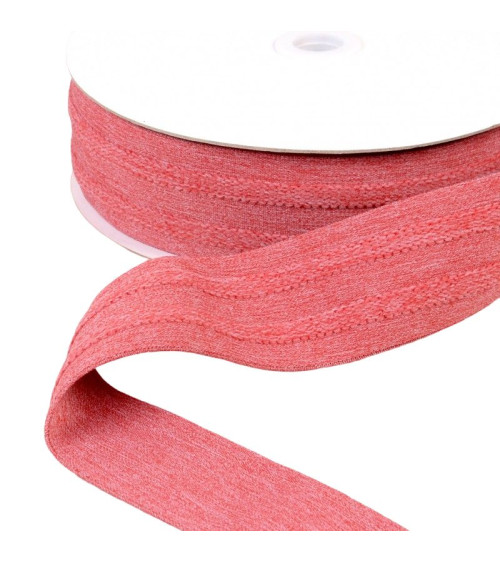 10m reel of elastic 2 red embossed bands 45mm