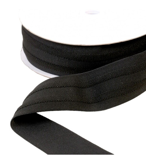 10m reel of elastic 2 black embossed bands 45mm