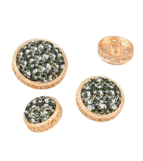 Round jewel button covered in Normandy green