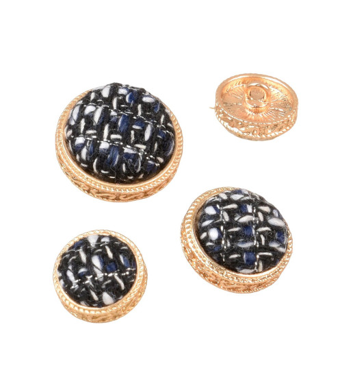 Navy blue covered round jewel button