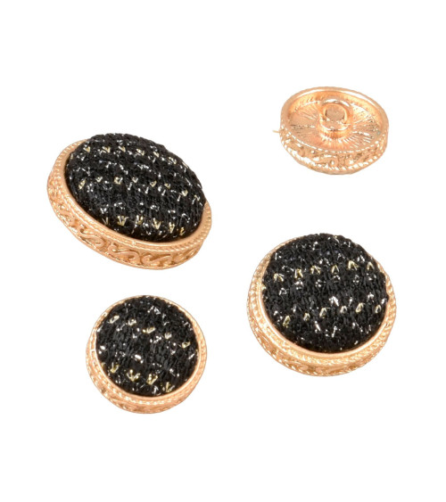 Black covered round jewel button