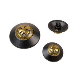 Lot de 6 boutons rond trèfle noir