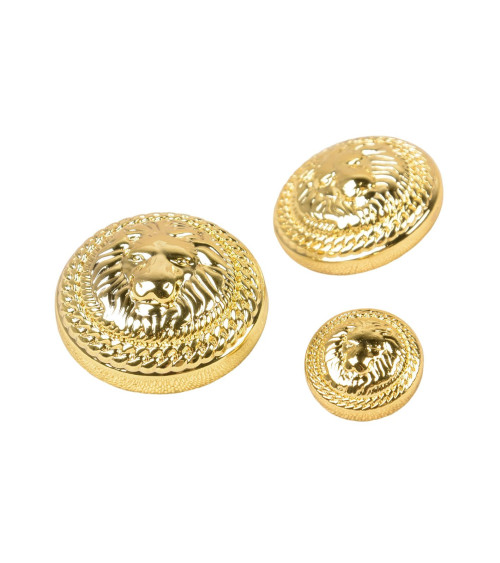 Set of 6 round flat gold buttons