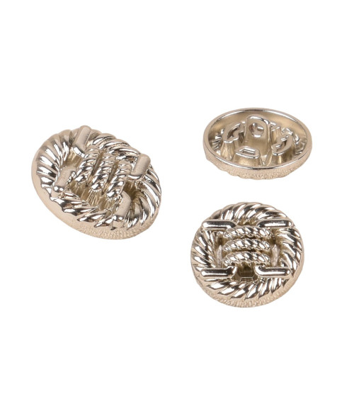 Set of 6 round silver alloy buttons