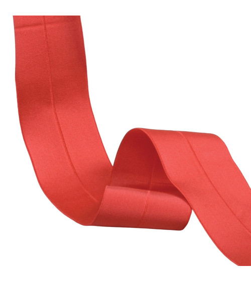 Pre-folded satin elastic 45mm red by the meter