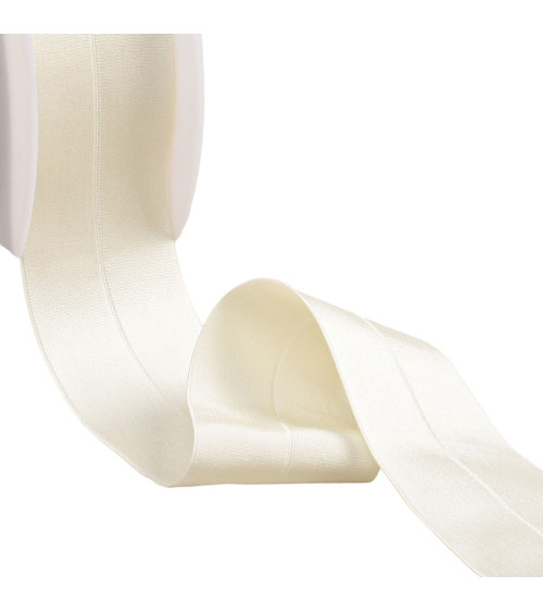 Pre-folded satin elastic 45mm ecru by the meter