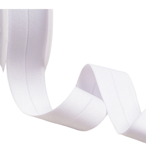 Pre-folded grosgrain elastic 30mm white per meter