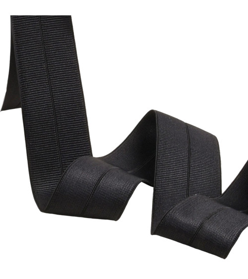 Pre-folded grosgrain elastic 30mm black per meter