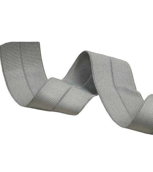 Pre-folded grosgrain elastic 30mm medium gray by the meter