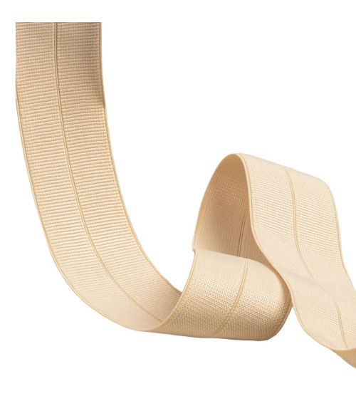 Elástico grosgrain predoblado 30mm beige por metro