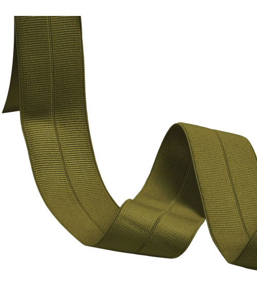 Pre-folded grosgrain elastic 30mm khaki green by the meter