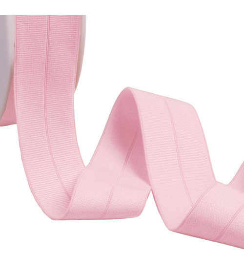 Pre-folded grosgrain elastic 30mm light pink by the meter