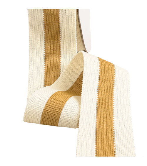 Two-tone stretch braid 40mm mustard yellow ecru by the meter