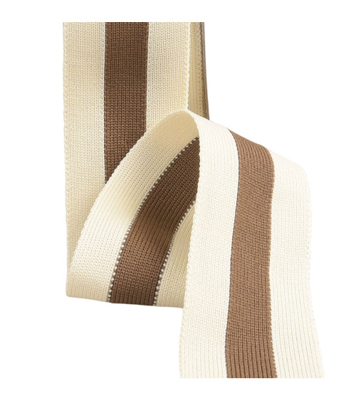 Two-tone stretch braid 40mm brown/ecru per meter