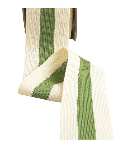 Two-tone stretch braid 40mm ecru green per meter