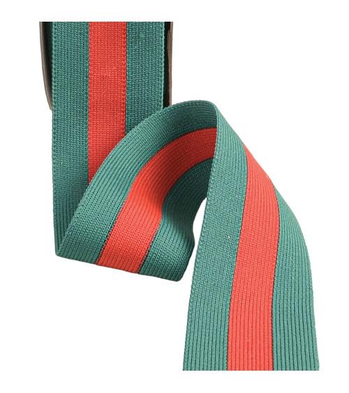 Two-tone stretch braid 40mm green/red per meter