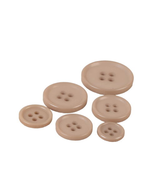 Set di 6 bottoni rotondi 4 fori beige classico