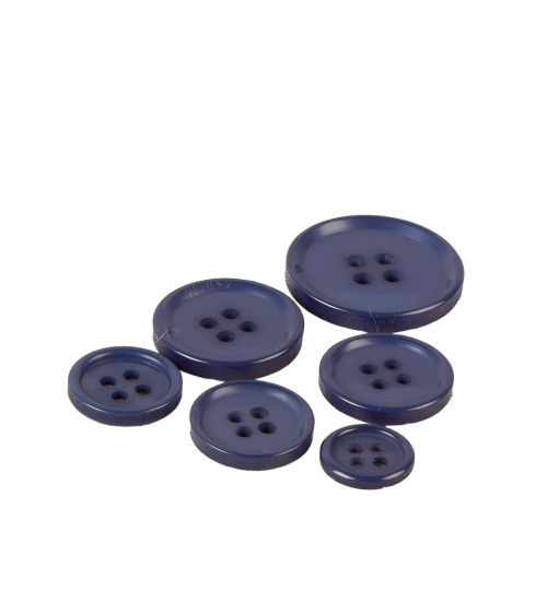 Set di 6 bottoni rotondi 4 fori classico blu navy