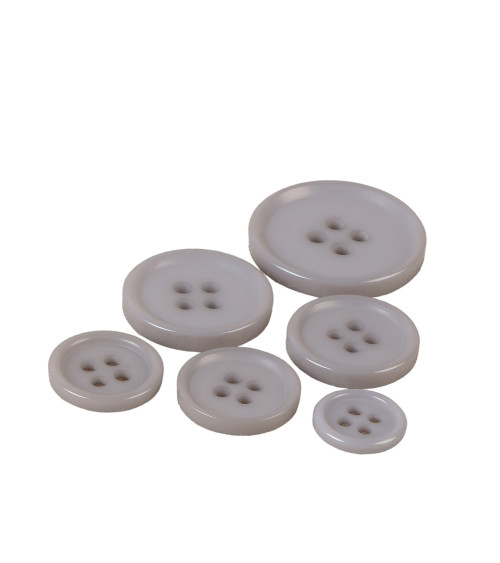 Set of 6 classic grey 4-hole round buttons