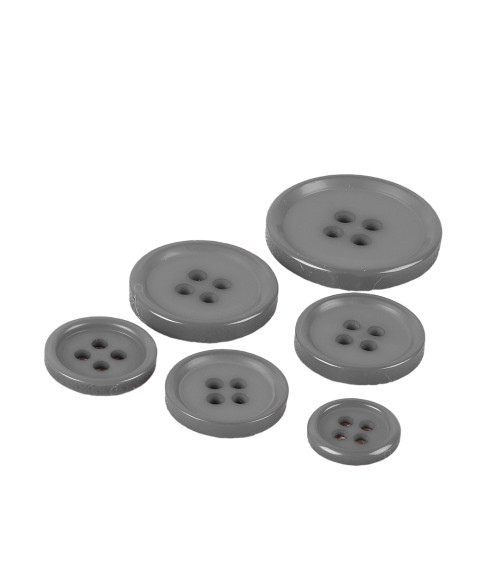 Set of 6 classic grey 4-hole round buttons