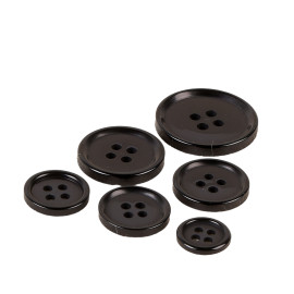 Lot de 6  boutons ronds 4 trous classique noir