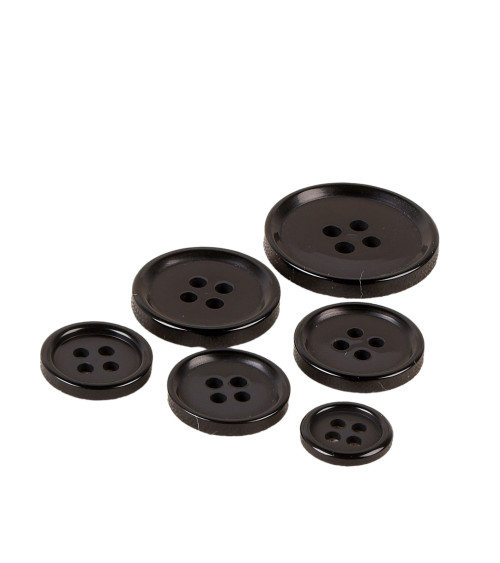 Set of 6 classic black 4-hole round buttons