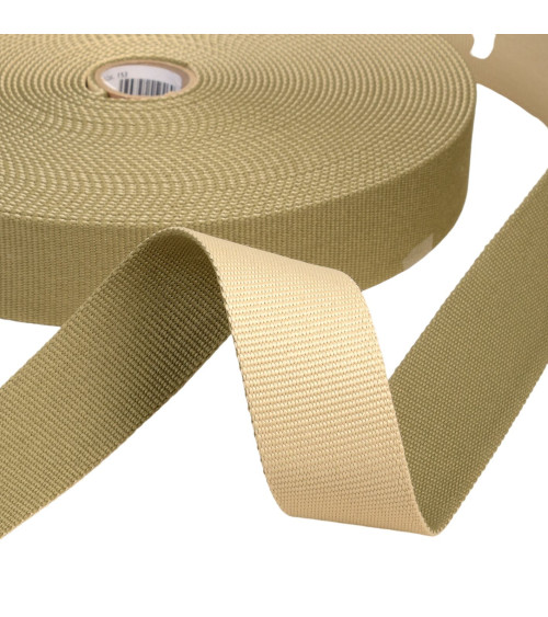 20m reel of reversible two-tone strap 38mm khaki green/linen