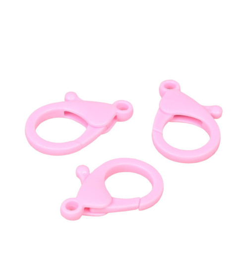 Set of 4 plastic carabiners 35x25mm baby pink