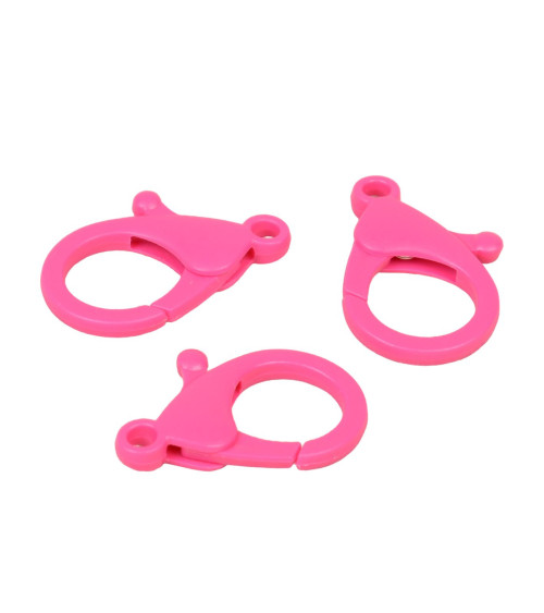 Set di 4 moschettoni in plastica 35x25mm rosa fucsia