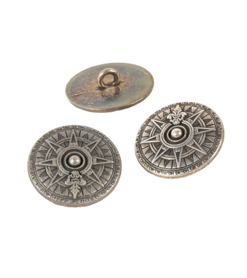 23mm antique silver compass button