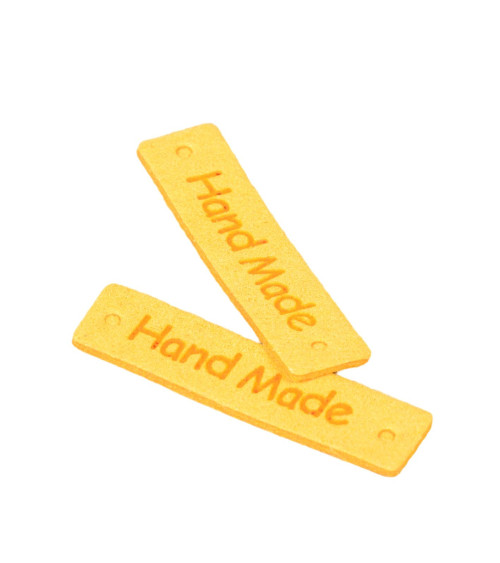 Set of 5 "handmade" labels 40x10mm yellow