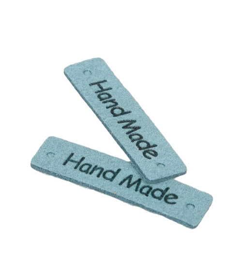 Set di 5 etichette "fatte a mano" 40x10mm blu