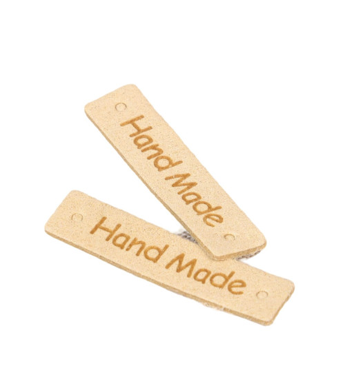 Set of 5 "handmade" labels 40x10mm ivory