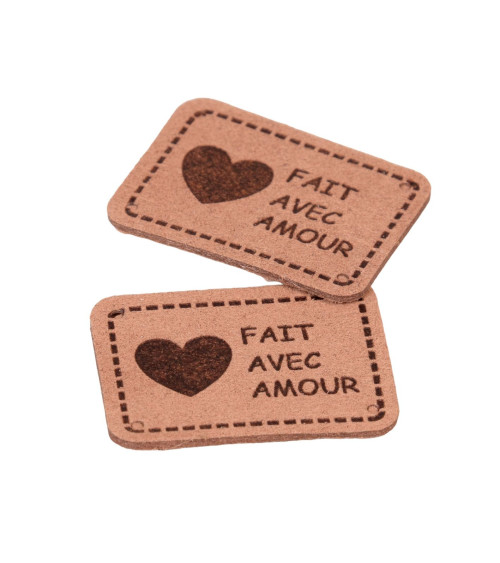 Set of 5 labels made with love 35x25mm brown