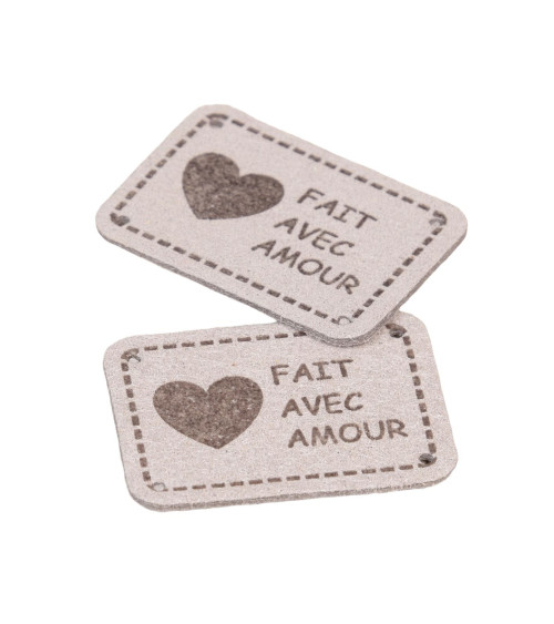 Set de 5 etiquetas hechas con amor 35x25mm gris