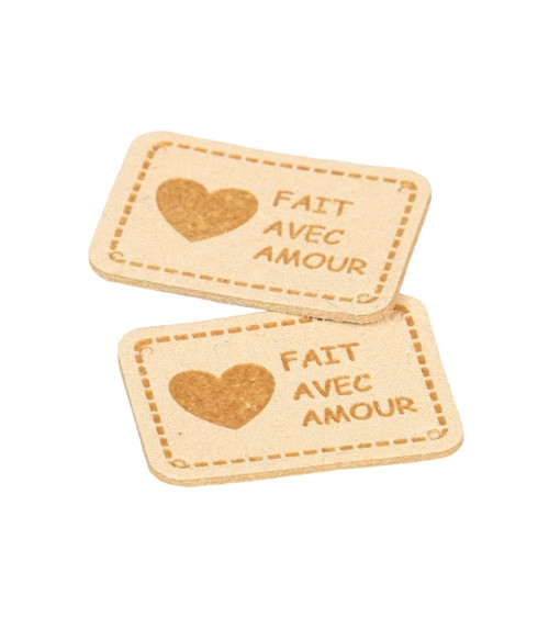 Set of 5 labels made with love 35x25mm ivory