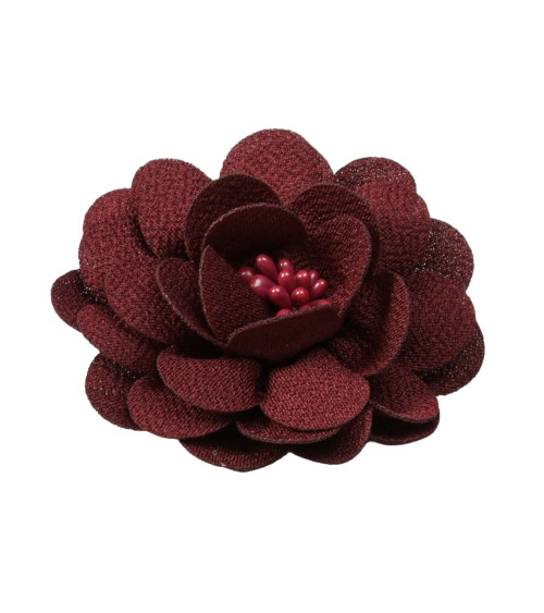 Broche de flores 8,5cm rojo burdeos