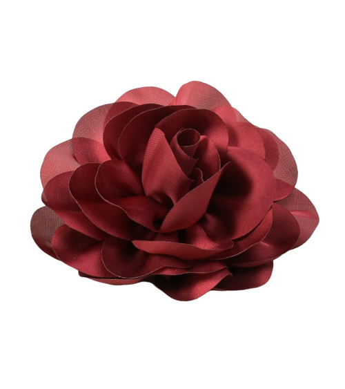 Broche de flores 11cm rojo burdeos