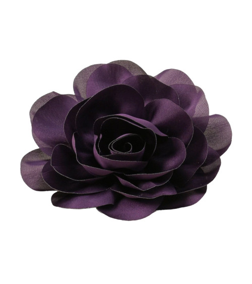 Flower brooch 11cm purple plum