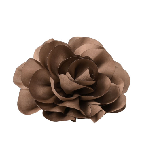 Flower brooch 11cm taupe brown