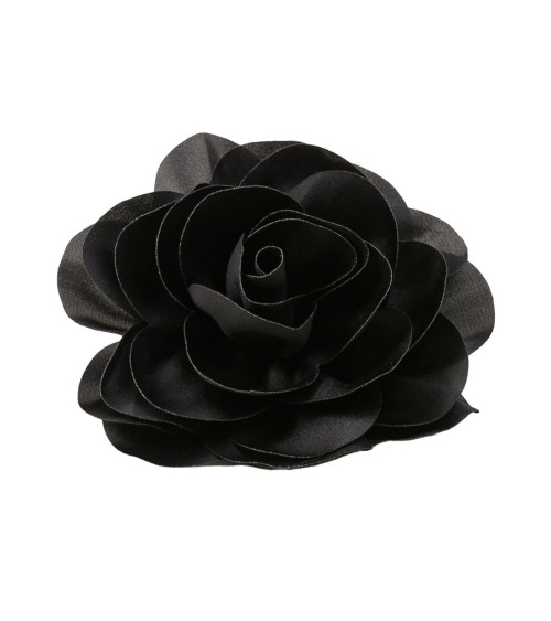 Blumenbrosche 11cm schwarz